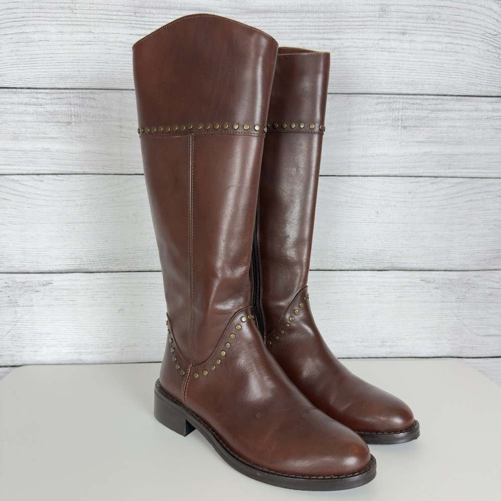 Sesto Meucci‎ Tall Boots Brown Italian Leather Women's Size 5M Equestrian Riding